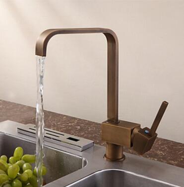 Antique Inspired Solid Brass Kitchen Tap Antique Brass Finish T0718A - Click Image to Close