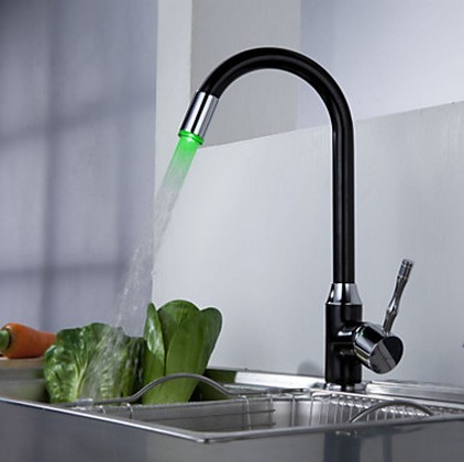 Painting Finish Kitchen Tap with Color Changing LED Light T0742F