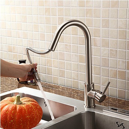 Nickel Brushed Finish Pull-Out Kitchen Tap T0757