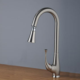 Nickel Brushed Single Handle Centerset Kitchen Tap (T0760S)