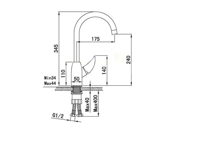 Chrome Finish Solid Brass Kitchen Tap T0789