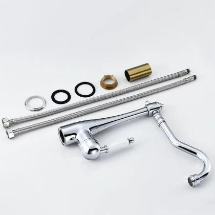 Chrome Finish Brass White Handle Kitchen Tap T0797