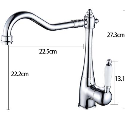 Chrome Finish Brass White Handle Kitchen Tap T0797
