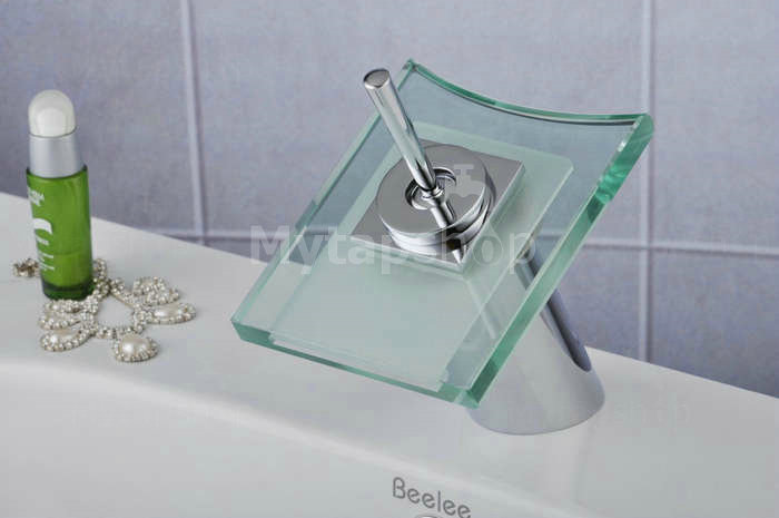 Contemporary Single Handle Waterfall LED Bathroom Sink Tap T0801F - Click Image to Close