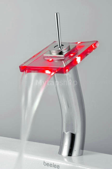 Contemporary Single Handle Waterfall LED Bathroom Sink Tap T0801HF
