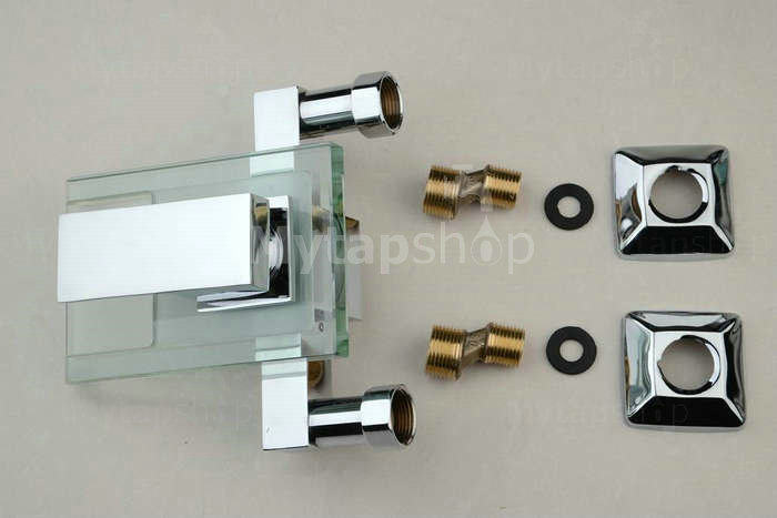 Contemporary Waterfall Tub Tap with Glass Spout (Wall Mount)T0818W