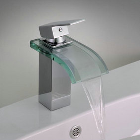 Single Handle Chrome Waterfall Bathroom Sink Tap T0822