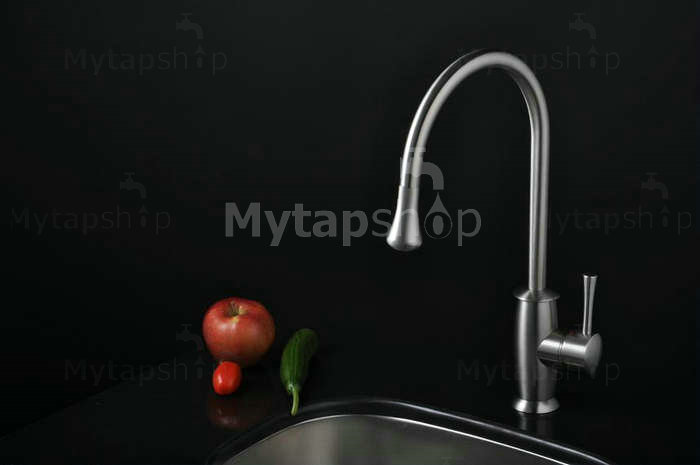 Nickel Brushed Single Handle Kitchen Tap T1702S - Click Image to Close