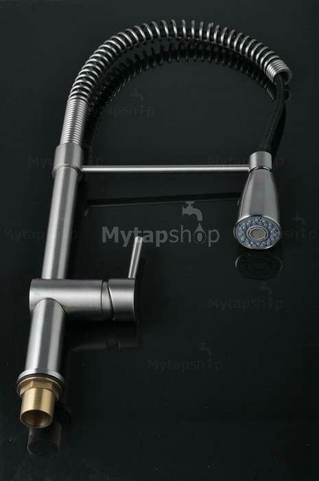 Nickel Brushed Single Handle Centerset Pull-out Kitchen Tap T1713S