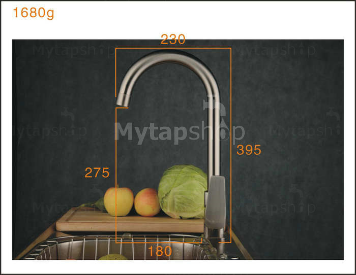 Nickel Brushed Single Handle Kitchen Tap T1728N - Click Image to Close