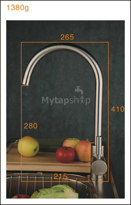 Contemporary Single Handle Brass Kitchen Tap T1729N - Click Image to Close