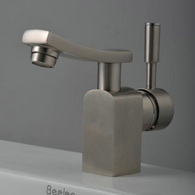 Single Handle Nickel Brushed Centerset Bathroom Sink Tap (T1803S) - Click Image to Close