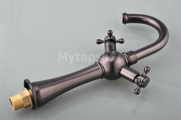 Oil Rubbed Bronze Double Handle Centerset Antique Bathroom Sink Tap TB1808B