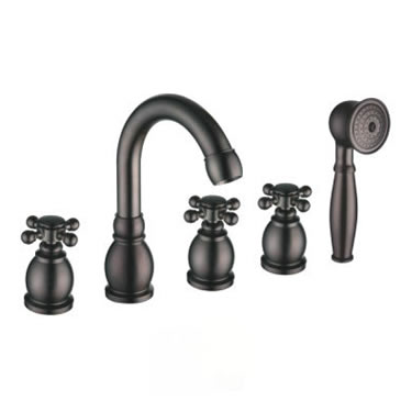 Contemporary Oil-rubbed Bronze Finish Waterfall Tub Tap with Hand Shower - T1808W - Click Image to Close