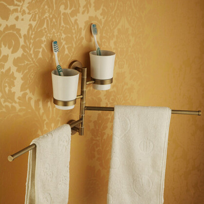 Creative Styles Functional Double Tooth Holders with Double Towel Bar AT202D
