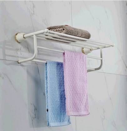 Roasted White Paint Brass Bathroom Towel Rack High Quality Towel Bar TA105K - Click Image to Close