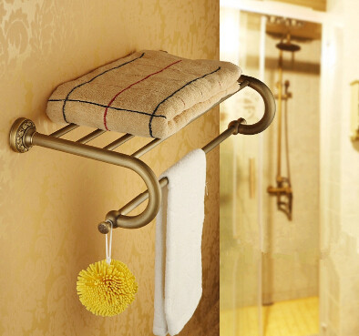 Antique Brass Towel Rack European Style Bathroom Accessory Towel Bar TA704T - Click Image to Close