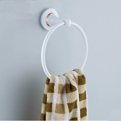 Brass Roasted white Porcelain Bathroom Towel Ring Single TCB5330