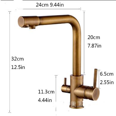 Hot & Cold Water & RO filter Antique Water Purifier Kitchen Mixer Tap TP3301A - Click Image to Close
