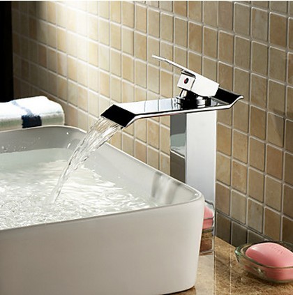 Contemporary Brass Bathroom Sink Tap - Chrome Finish (Tall) T6001H