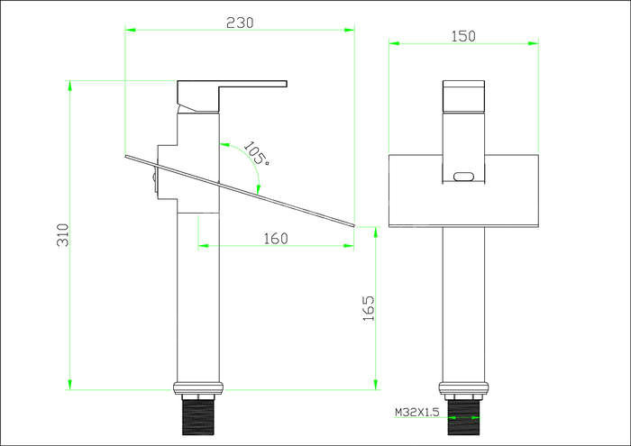 Contemporary Cartridge Water-saving Color Changing LED Waterfall Tall Bathroom Sink Tap - T8003A