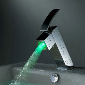 Contemporary Color Changing LED Bathroom Sink Tap - T8006