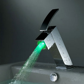 Contemporary Color Changing LED Bathroom Sink Tap - T8006 - Click Image to Close