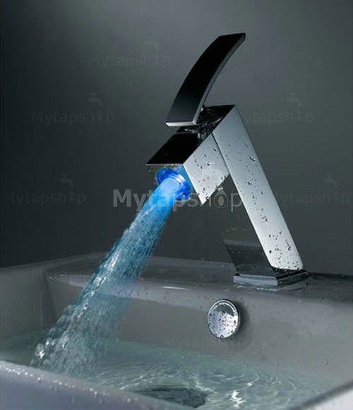Contemporary Color Changing LED Bathroom Sink Tap - T8006 - Click Image to Close