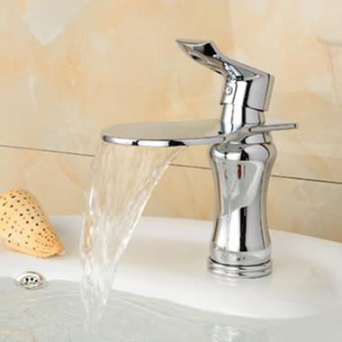 Contemporary Waterfall Bathroom Sink Tap Chrome Finish T8024