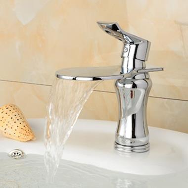 Contemporary Waterfall Bathroom Sink Tap Chrome Finish T8024 - Click Image to Close