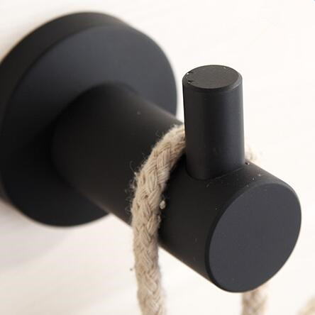 Black Featured Rubber Paint Bathroom Accessory Robe Hook BG045R - Click Image to Close