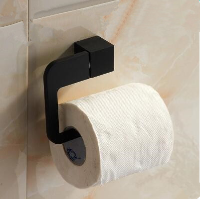 Black Rubber Paint Square Bathroom Accessory Toilet Roll Holder BG055B - Click Image to Close