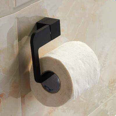 Black Rubber Paint Square Bathroom Accessory Toilet Roll Holder BG055B