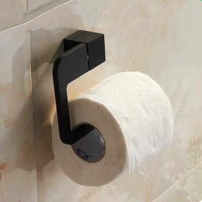 Black Rubber Paint Square Bathroom Accessory Toilet Roll Holder BG055B - Click Image to Close