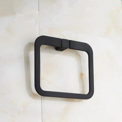 Black Rubber Paint Square Bathroom Accessory Towel Ring BG058B