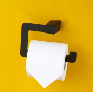 Black Featured Rubber Paint Matte Black Bathroom Accessory Toilet Roll Holder BG059G - Click Image to Close