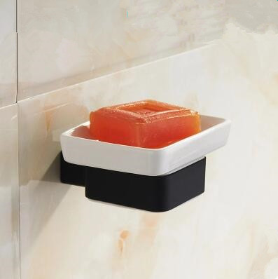 Black Rubber Paint Square Bathroom Accessory Soap Holder BG065B - Click Image to Close