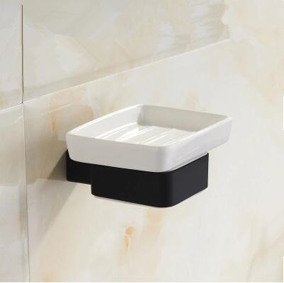 Black Rubber Paint Square Bathroom Accessory Soap Holder BG065B - Click Image to Close