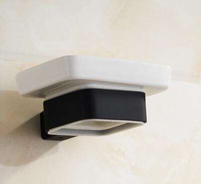 Black Rubber Paint Square Bathroom Accessory Soap Holder BG065B - Click Image to Close