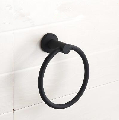 Black Featured Rubber Paint Bathroom Accessory Round Towel Ring BG068R - Click Image to Close