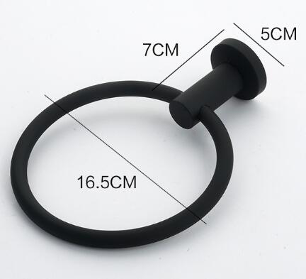 Black Featured Rubber Paint Bathroom Accessory Round Towel Ring BG068R - Click Image to Close