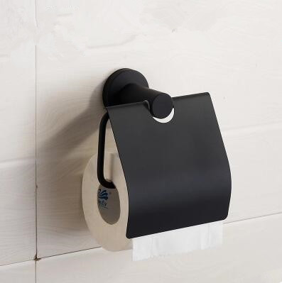 Black Featured Rubber Paint Bathroom Accessory Toilet Roll Holder BG069R - Click Image to Close