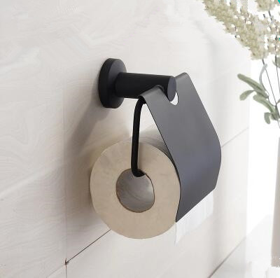 Black Featured Rubber Paint Bathroom Accessory Toilet Roll Holder BG069R - Click Image to Close