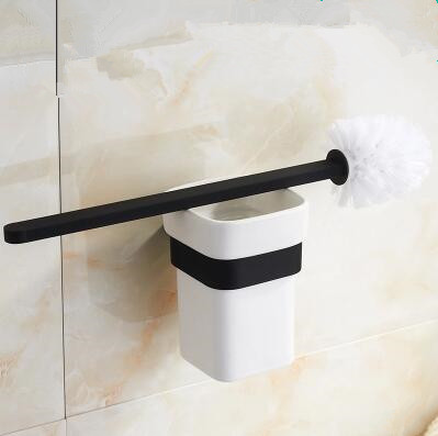 Black Rubber Paint Square Bathroom Accessory Toilet Brush Holder BG070B - Click Image to Close