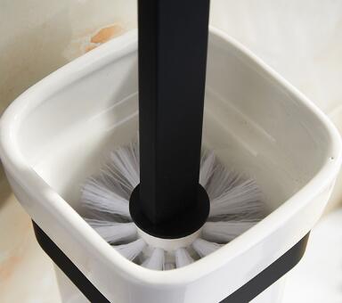 Black Rubber Paint Square Bathroom Accessory Toilet Brush Holder BG070B - Click Image to Close