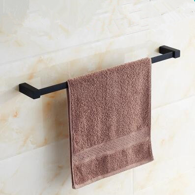 Black Rubber Paint Square Bathroom Accessory Single Bar Towel Bar BG079B - Click Image to Close