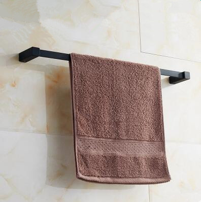 Black Rubber Paint Square Bathroom Accessory Single Bar Towel Bar BG079B - Click Image to Close