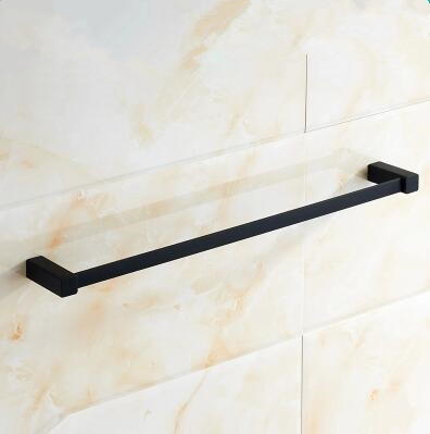 Black Rubber Paint Square Bathroom Accessory Single Bar Towel Bar BG079B - Click Image to Close