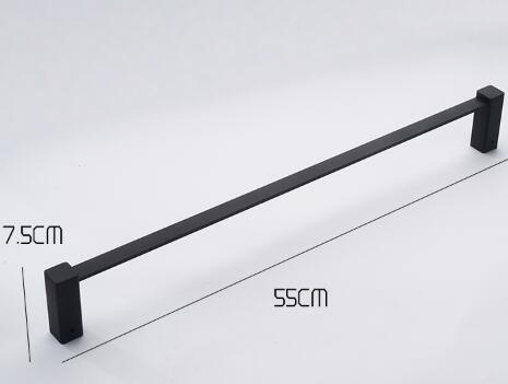 Black Rubber Paint Square Bathroom Accessory Single Bar Towel Bar BG079B - Click Image to Close