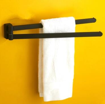 Black Featured Rubber Paint Bathroom Accessory Double Bar Towel Bar BG079G - Click Image to Close